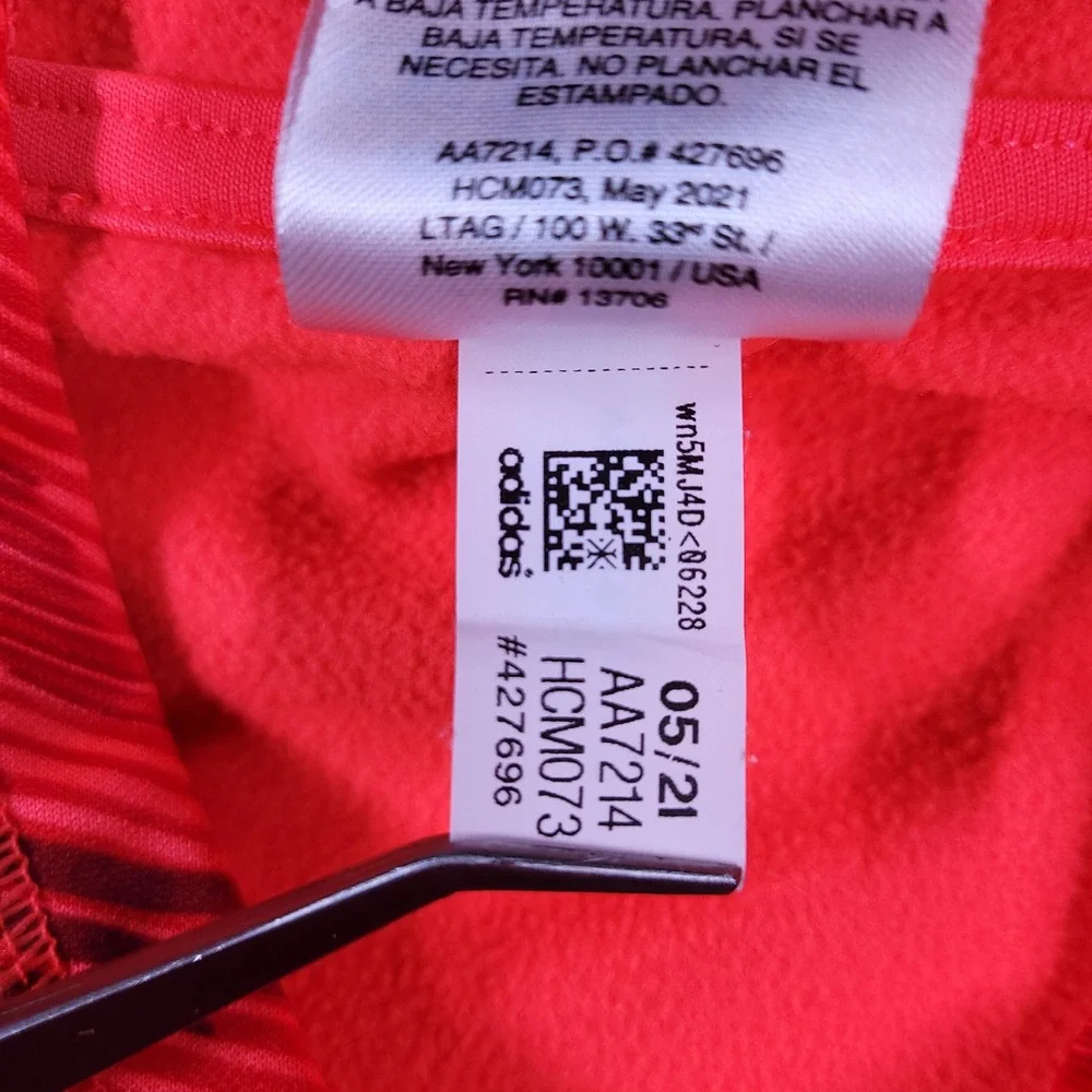 Adidas Boys Red‎ Pink Wavy Graphic Fleece Hoodie Sweatshirt AA7214 Size L 14/16